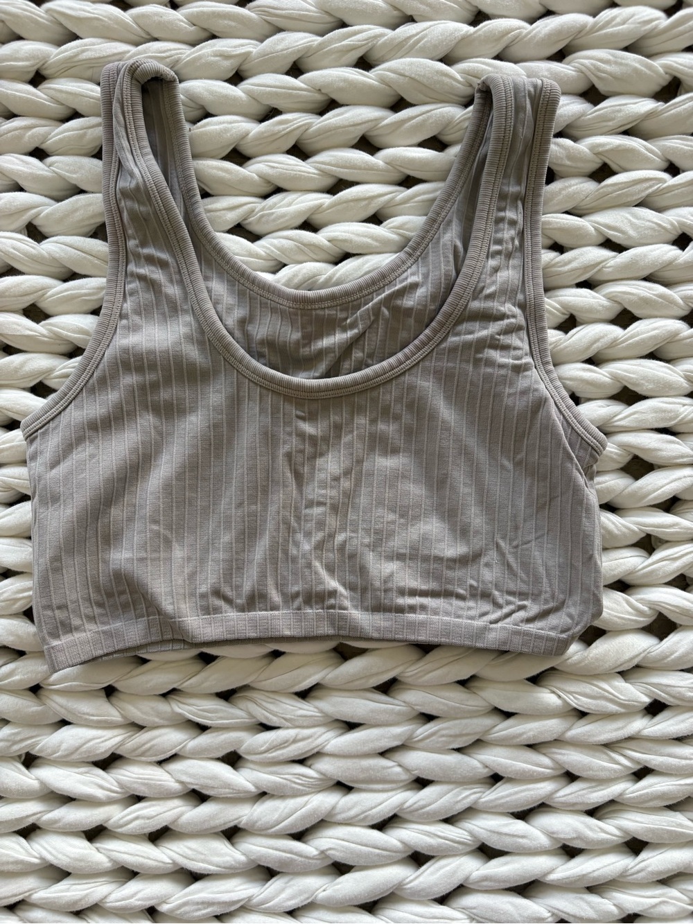 aerie Ribbed Scoop Bralette - Taupe Gray